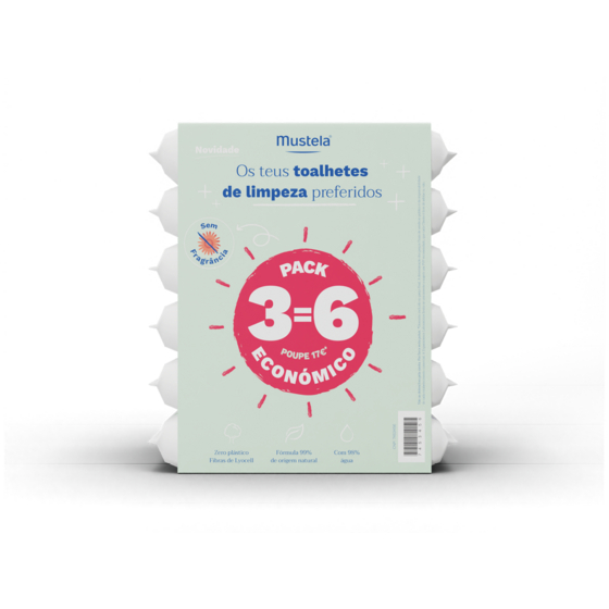 Mustela Toalhetes de Limpeza de Água S/Perfume pack 6